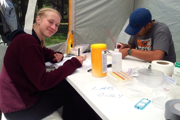 students in the prep tent